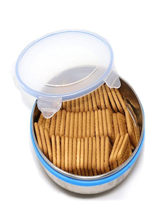 DiBha Steel Lock Stainless Steel Airtight Flat Storage Container, 500ml - Image 3